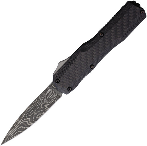 Kershaw LiveWire OTF Automatic Knife Black Carbon Fiber 3.36" Spearpoint Damascus 9000CFDAM