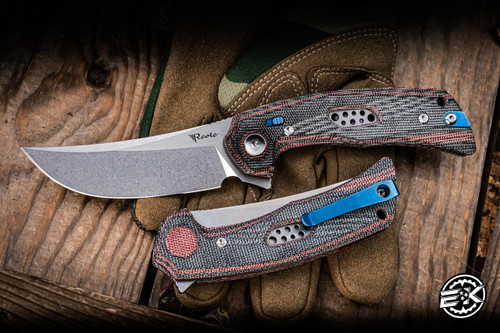 Reate PL7 Folding Knife Red-Black Micarta 3.5" Nitro-V Satin