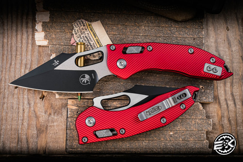 Microtech/Borka Blades Stitch Ram-LOK Manual Folder Fluted Red Aluminum 3.7" Black 169RL-1FLRD