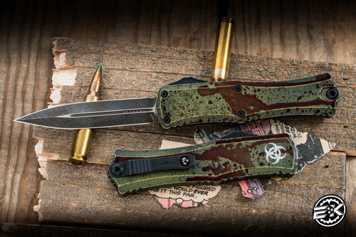 Microtech Hera II Mini OTF Automatic Knife Outbreak 3" M390 Dagger Black 1702M-1OBDS