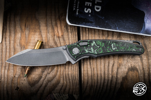 Hawk Knives Talon Folding Knife Titanium Jungle Wear CF Overlay 3.5" M390 Stonewash EK-2537