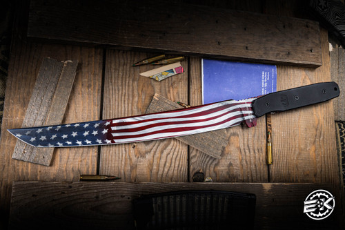 Blackside Customs Tokyo Drifter Fixed Blade Knife Black G10 16" PSB27 Old Glory Finish