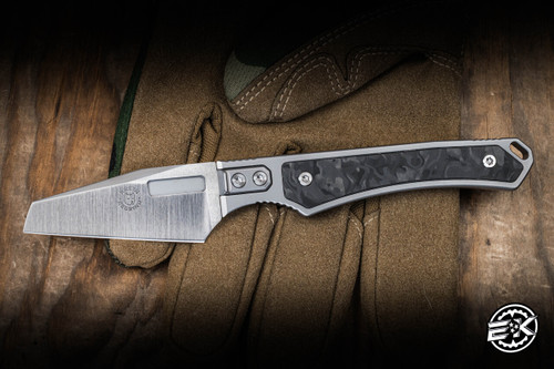Preowned- Vero Engineering Limited Custom Shift Fixed Blade x Krein Regind Titanium/Marbled Carbon Fiber Knife