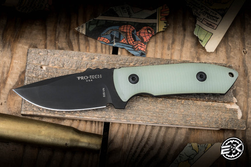 Preowned-Protech SBR Blue G10 Short Bladed Rockeye Fixed Blade Knife 2.9" S35VN Black