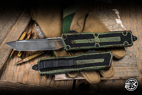 Microtech Scarab II Gen III OTF Automatic Knife Outbreak 4" M390 Tanto Black 1279-1OBS