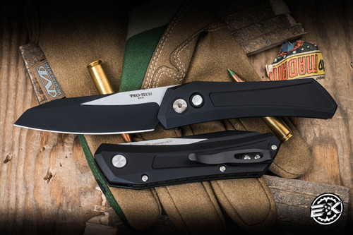 ProTech Sinkevich Oligarch Automatic Folding Knife Black Aluminum 3.25" MagnaCut DLC DS103-LTD