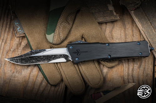 Preowned-Microtech Marfione Custom Combat Troodon 3.8" Bowie Cracked Ice Polish