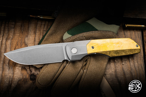 Vero Engineering Synapse XL Gen 3 Folding Knife Brass/Titanium 3.8" M390 Hand Satin