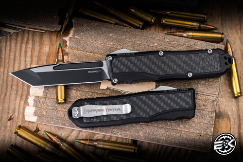 Guardian Tactical RECON-035 G2 OTF Automatic Carbon Fiber Inlay Knife 3.3" MagnaCut Tanto Two-Tone Black 92221-G2-CF