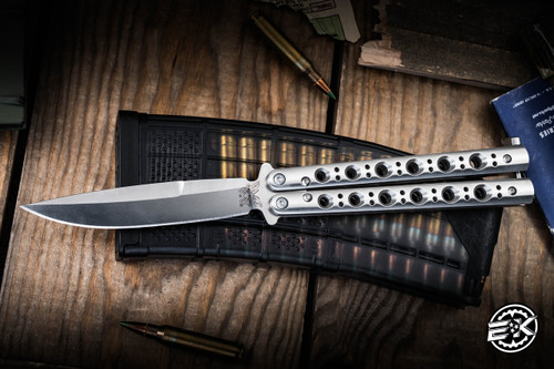Preowned-Benchmade 62 Balisong, Stainless Steel Handles T-Latch 4.25" Weehawk Satin