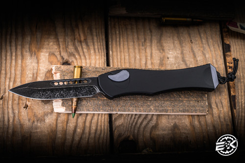 Preowned-Heretic Knives Hydra V4 OTF Automatic Knife Black 3.6" MagnaCut Battleworn DLC H407-16A
