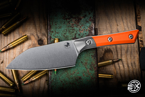 Microtech Santoku Kitchen Cutlery Knife Ember G10 4.2" M390 Stonewash 3300B-10EM