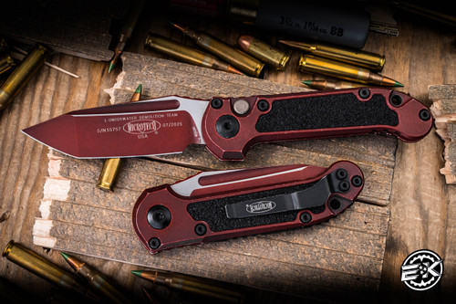 Microtech LUDT Gen III Automatic Folding Knife Weathered Crimson Aluminum 3.4" Tanto Black 1136-1WCM