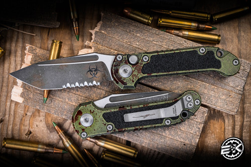 Microtech LUDT Gen III Automatic Folding Knife Outbreak Aluminum 3.4" M390 Tanto Serrated 1136-2OBS