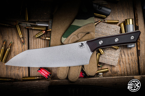 Microtech Chef Kitchen Knife Black Cherry G10 8" M390 Stonewash 3000-10BC