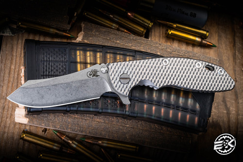 Preowned-Rick Hinderer Knives XM-18 3.5" Skinny Slicer Titanium Textured Handle