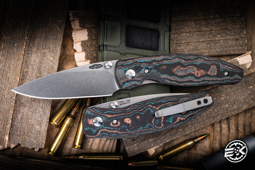 Three Rivers Manufacturing ATOM Folding Knife Shipwreck Camo Carbon 3.5" MagnaCut Drop Point Stonewash