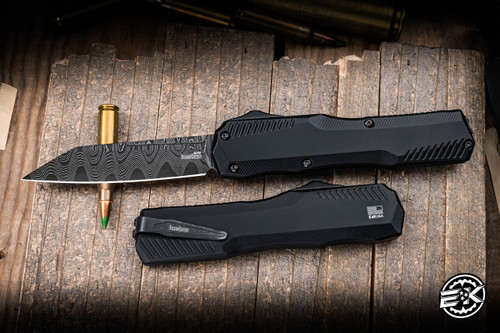 Kershaw Livewire OTF Automatic Knife Black Aluminum 3.4" MagnaCut Reverse Tanto Damascus 9000RDAM