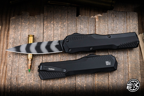 Kershaw LiveWire OTF Automatic Knife Tiger Stripe Aluminum 3.4" MagnaCut Stonewash 9000TS