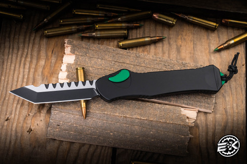 Preowned-Heretic Knives Hydra Aluminum Green Accents OTF Knife 3.6" Tanto