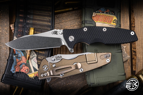 Rick Hinderer Knives Eklipse Skinny Slicer Folding Knife Black G10 3.5″ MagnaCut Stonewash Bronze