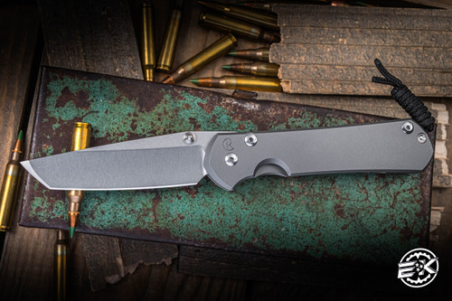 Preowned-Chris Reeve Knives Large Sebenza 31 Folding Knife Glass Blasted Titanium 3.6" S35VN Tanto L31-1687