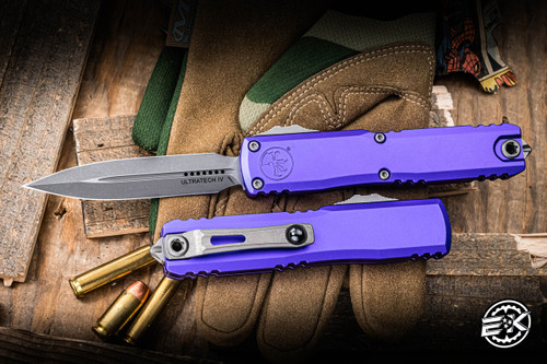 Microtech Ultratech Gen IV OTF Automatic Knife Purple 3.5" M390 Dagger Apocalyptic 11224-10APPU