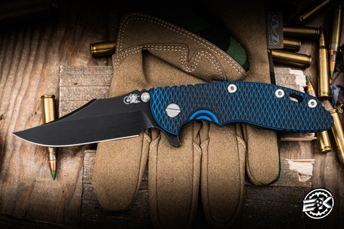 Rick Hinderer Knives XM-18 Folding Knife Tri Way Blue-Black G10 3.5" Bowie MagnaCut Battle Black