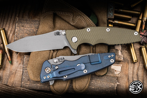 Rick Hinderer Knives Eklipse Folding Knife Skinny Slicer OD Green G10 3.5″ MagnaCut Working Finish