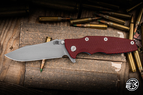 Rick Hinderer Knives Eklipse Folding Knife Skinny Slicer Tri Way Red G10 3.5″ MagnaCut Working Finish