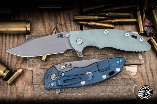 Rick Hinderer Knives XM-18 Folding Knife Tri Way Translucent Green G10 3.5″ MagnaCut Harpoon Spanto Working Finish
