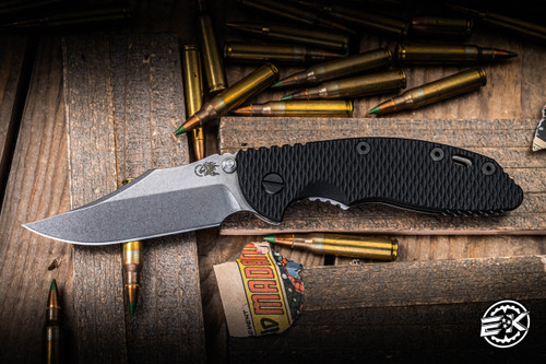 Preowned-Hinderer Knives XM-18 3.5" Bowie Non Flipper Black G10, S45VN Stonewash