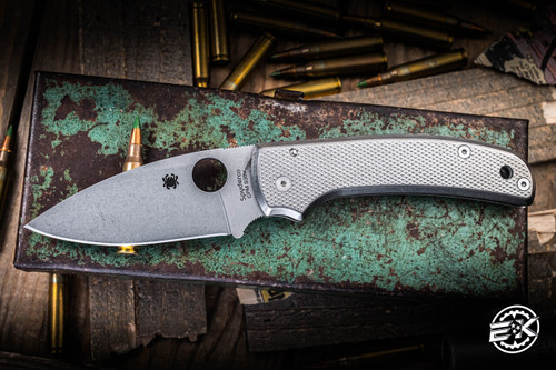 Preowned-Spyderco Shaman Custom Titanium Scales 3.6" S30V Stonewas