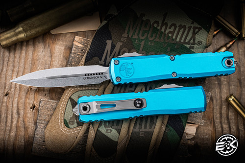 Microtech Ultratech Gen IV OTF Automatic Knife Turquoise 3.5" M390 Dagger Stonewash 11224-10TQ