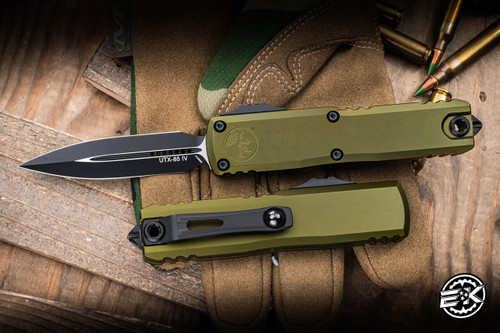 Microtech UTX-85 Gen IV OTF Automatic Knife OD Green 3" M390 Dagger Black 12324-1OD