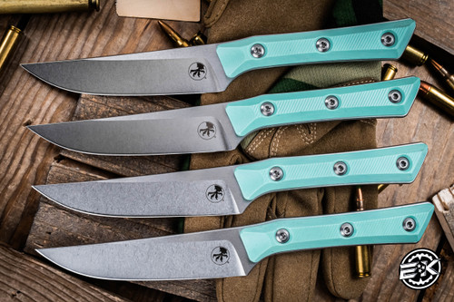 Microtech Steak Knife Fixed Blade Kitchen Set Caribbean G10 4.5" M390 Stonewash 3600-10SETCA