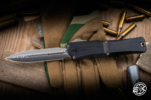 Marfione Custom Combat Troodon Gen III OTF Bronze Accents 4" Dagger Hattori Cowry-Y Damascus 1142-16HCDBZTI