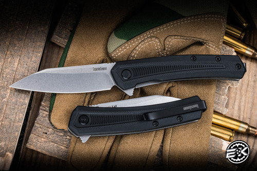 Kershaw Raygun Assisted Flipper Knife Black GFN 2.8" 4Cr14 Reverse Tanto Stonewash 1427