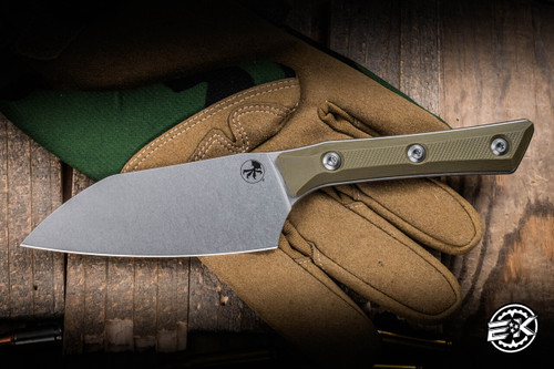 Microtech Santoku Kitchen Cutlery Knife OD Green G10 4.2" M390 Stonewash 3300-10OD