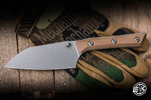 Microtech Santoku Kitchen Cutlery Knife Coyote Tan G10 4.2" M390 Stonewash 3300-10CE