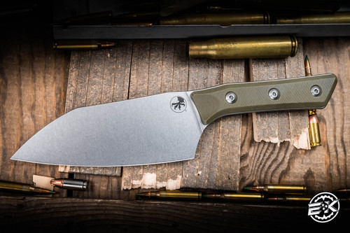 Microtech Santoku Kitchen Knife OD Green G10 6" M390 Stonewash 3200-10OD