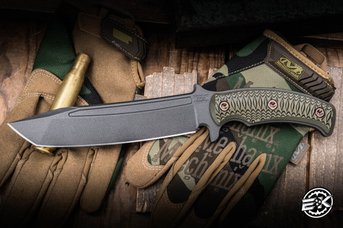 RMJ Tactical Combat Asia Fixed Blade Knife Dirty Olive G10 7" Tungsten
