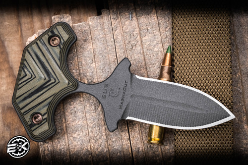 RMJ Tactical BUB Push Dagger Fixed Blade Dirty Olive G10 2.5" MagnaCut Tungsten