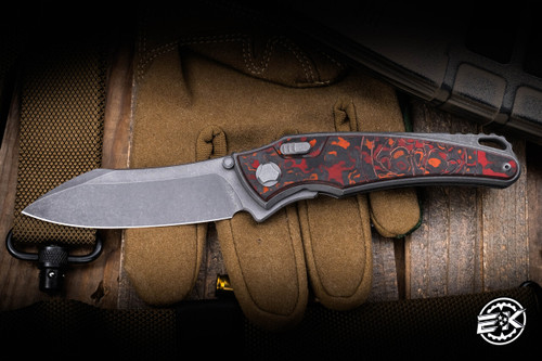 Hawk Knives Talon Titanium Mars Valley Carbon Fiber Overlay 3.5" M390 Stonewash