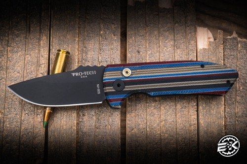 ProTech Les George SBR Unique Micarta Short Bladed Automatic Knife 2.5" Stonewash
