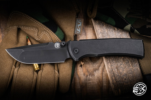 Preowned-Chaves Knives Integral Redencion 229 PVD Titanium Framelock 3.75" M390 Drop Point