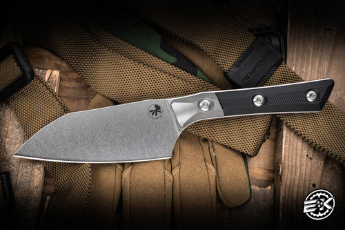 Microtech Santoku Kitchen Cutlery Knife Black G10 4.2" M390 Stonewash 3300B-10BK