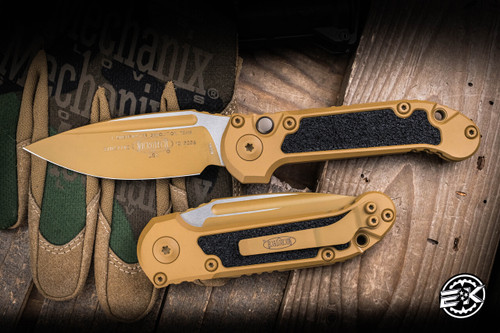 Microtech LUDT Gen III Automatic Folding Knife RAL 8000 Cerakote 3.4" M390 Drop Point Black 1135-1CRA