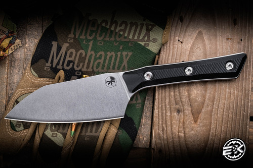 Microtech Santoku Kitchen Cutlery Knife Black G10 4.2" M390 Stonewash 3300-10BK