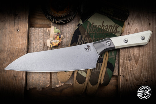 Microtech Chef Fixed Blade Knife Ivory G10 8" M390 Stonewash 3000B-10IV